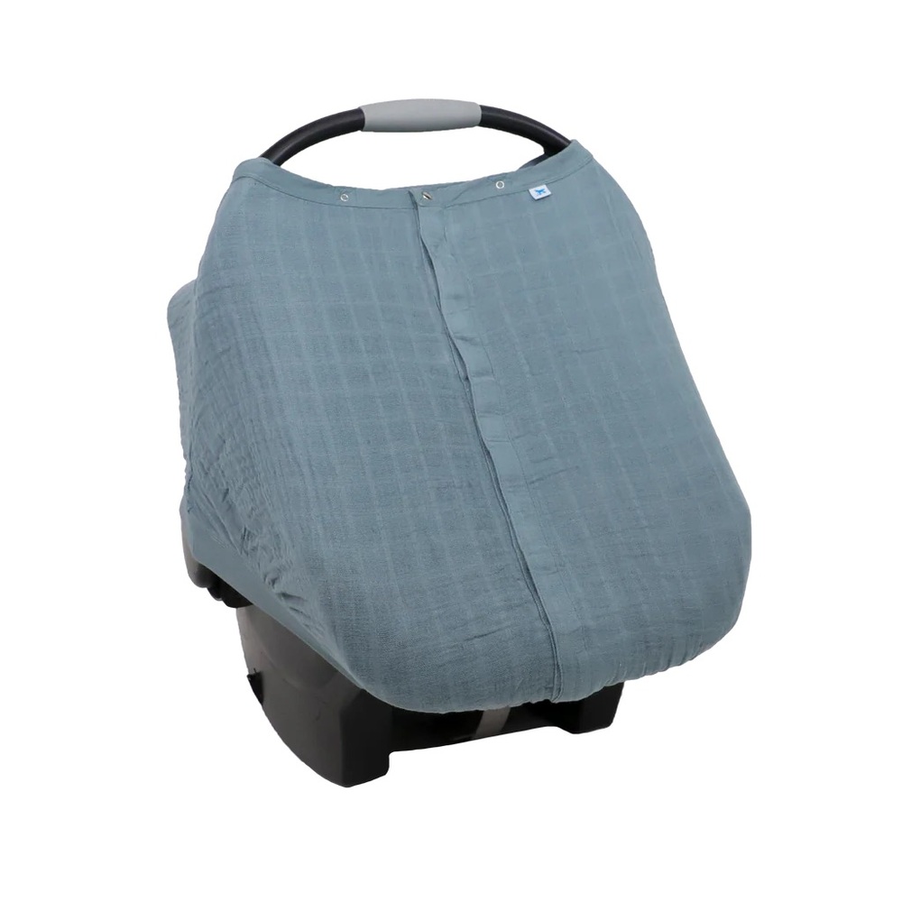 Stretchy Muslin Car Seat Cover for Kids - Dusty Blue